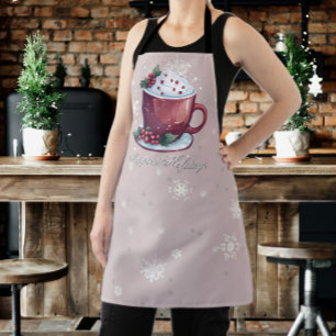 Christmas Cup of Hot Chocolate   Blush Pink Apron
