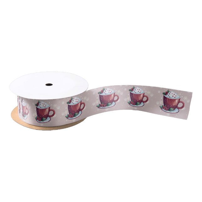 Christmas Cup of Hot Chocolate | Blush Pink Satin Ribbon (Spool)