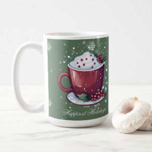 Christmas Cup of Hot Chocolate Green Coffee Mug