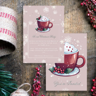 Christmas Cup of Hot Chocolate Party Blush Pink Invitation