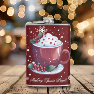 Christmas Cup of Hot Chocolate   Red Hip Flask