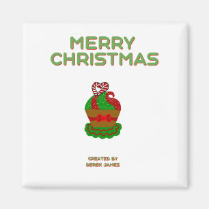 Christmas Cupcake 2 Inch Square Magnet
