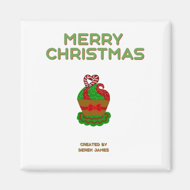 Christmas Cupcake 2 Inch Square Magnet (Front)
