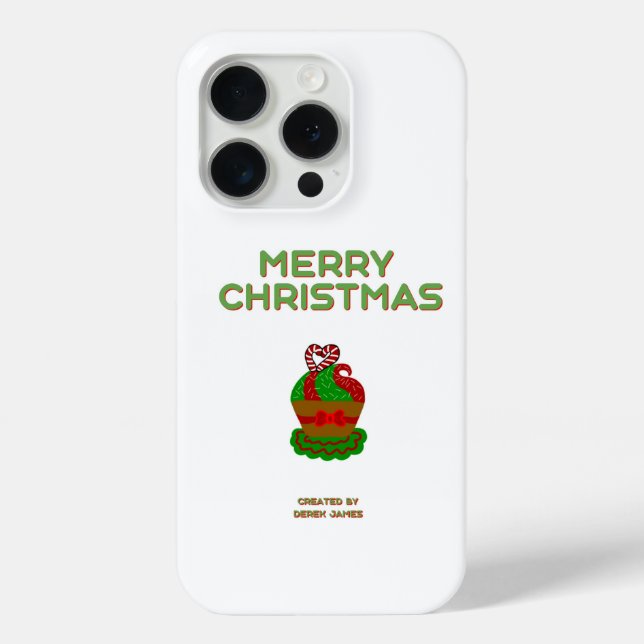 Christmas Cupcake Apple iPhone 15 Pro Case (Back)