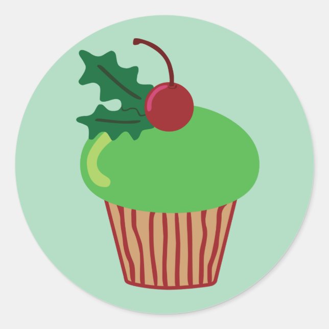 Christmas Cupcake Classic Round Sticker (Front)