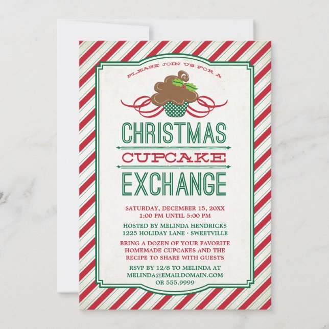 Christmas Cupcake Exchange Party Invitation (Front)