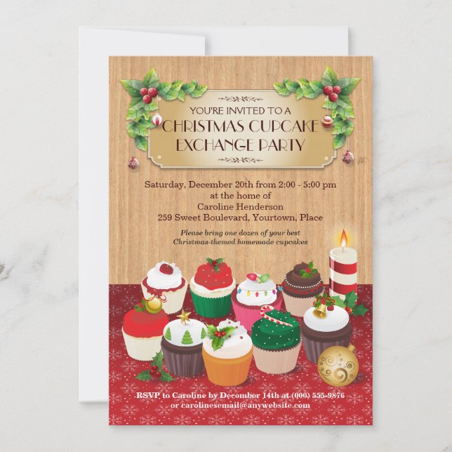Christmas Cupcake Exchange Party Invitation (Front)