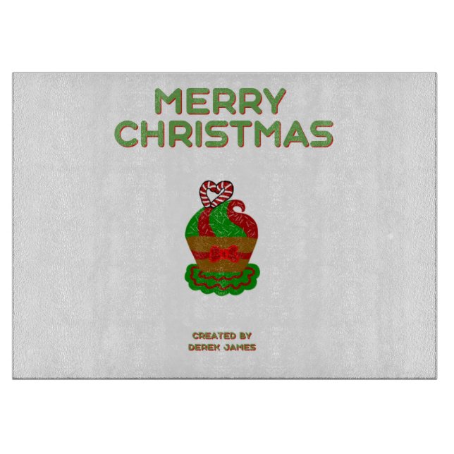 Christmas Cupcake Glass Cutting Board (Front)