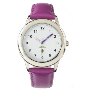 Christmas Cupcake Kids Purple Leather Strap Watch