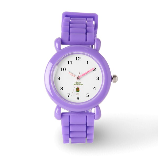 Christmas Cupcake Kids Red Glitter Strap Watch (Front)