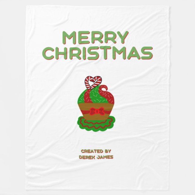 Christmas Cupcake Large Fleece Blanket (Front)