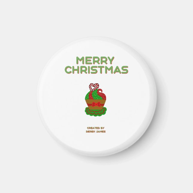 Christmas Cupcake Round Magnet (Front)