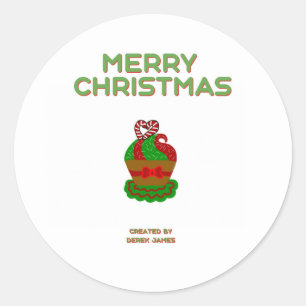 Christmas Cupcake Round Sticker