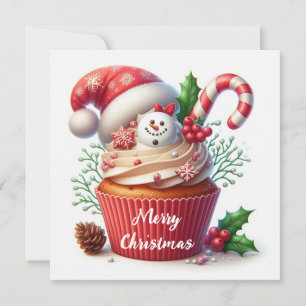 Christmas Cupcake Simple Festive Holiday Card