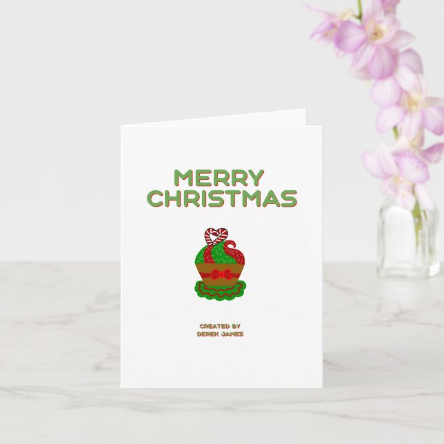 Christmas Cupcake Small Vertical Greeting Card (Orchid)