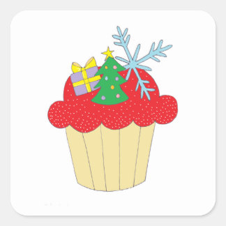 Christmas Cupcake Square Sticker