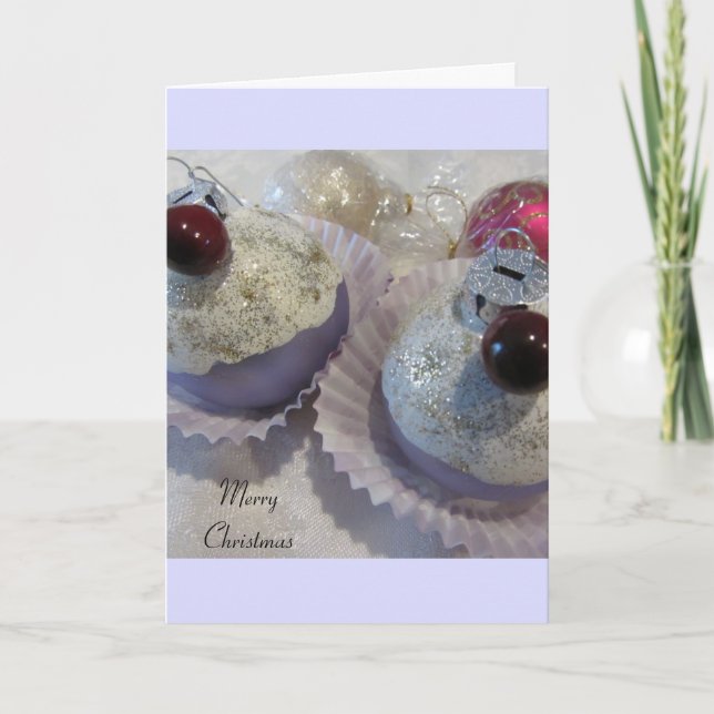 Christmas Cupcake Tree Decorations Holiday Card (Front)
