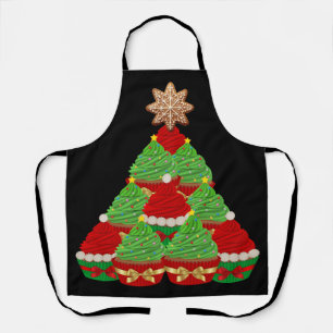 Christmas Cupcake Tree Red and Green Apron