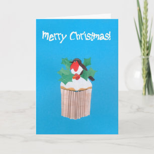 Christmas Cupcake with Robin Redbreast Holiday Card