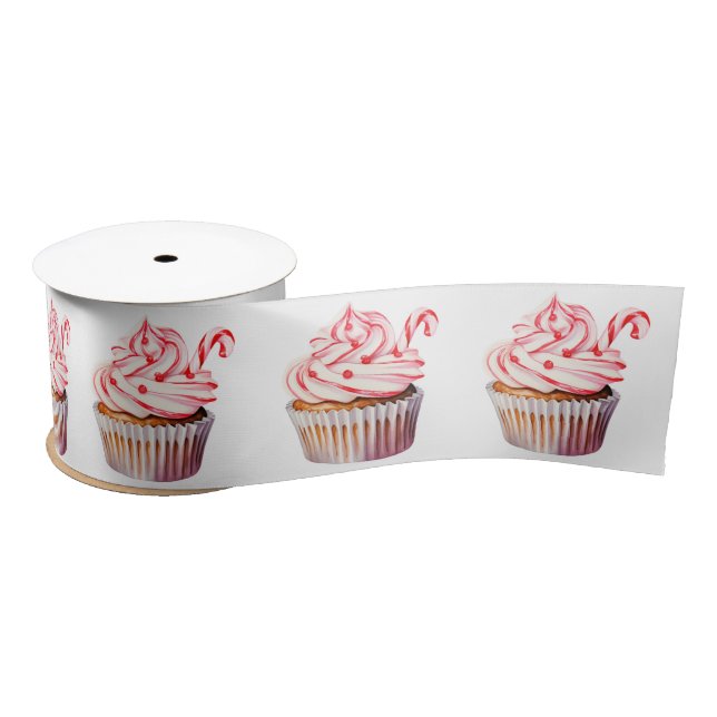 Christmas Cupcakes with Candy Canes Satin Ribbon (Spool)