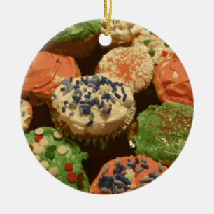 Christmas Cupcakes with Sprinkles Ceramic Tree Decoration