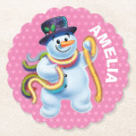 Christmas custom coaster Snowman winter wonderland<br><div class="desc">Christmas custom coaster Snowman winter wonderland
Amidst sparkling stars and falling snow this winking snowman helps add magic and warmth to a cozy Christmas Eve.
Please see the other gifts and items featuring this image.</div>