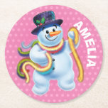 Christmas custom coaster Snowman winter wonderland<br><div class="desc">Christmas custom coaster Snowman winter wonderland
Amidst sparkling stars and falling snow this winking snowman helps add magic and warmth to a cozy Christmas Eve.
Please see the other gifts and items featuring this image.</div>