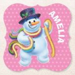 Christmas custom coaster Snowman winter wonderland<br><div class="desc">Christmas custom coaster Snowman winter wonderland
Amidst sparkling stars and falling snow this winking snowman helps add magic and warmth to a cozy Christmas Eve.
Please see the other gifts and items featuring this image.</div>