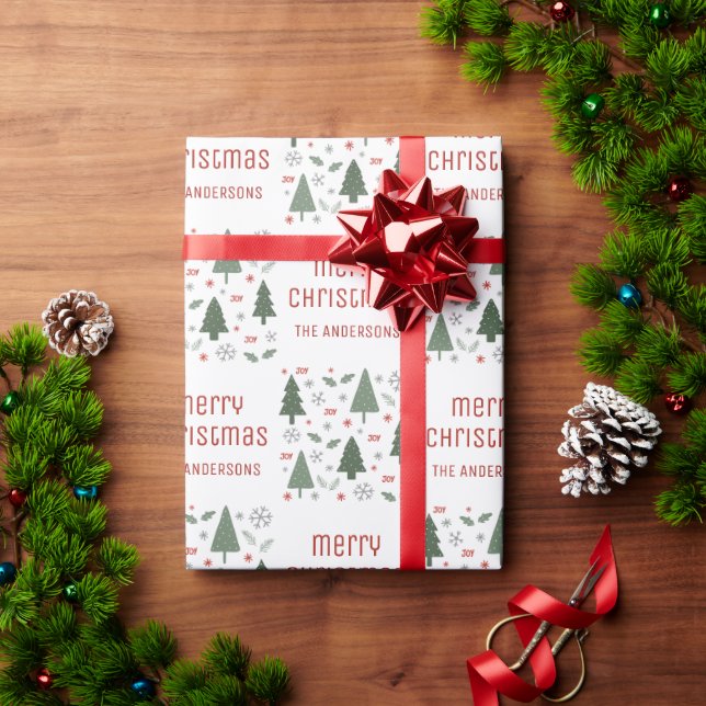 Christmas Custom Family Name Wrapping Paper (Holiday Gift)