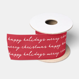 christmas custom handwritten red berry holiday satin ribbon