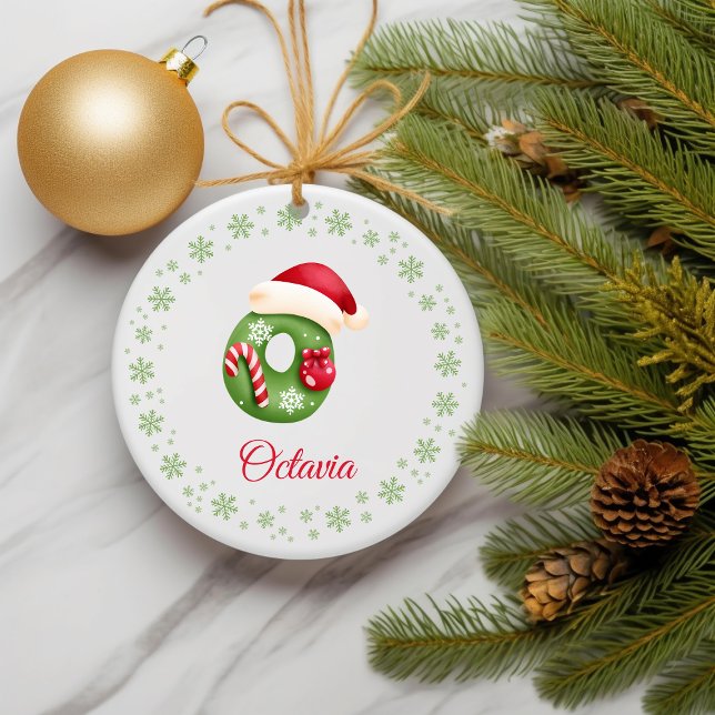 Christmas Custom Initial Monogram Family Initials Ceramic Tree Decoration (Custom Monogrammed initials Ornament)