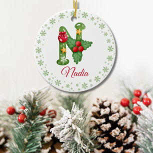 Christmas Custom Initial Monogram Family Initials Ceramic Tree Decoration