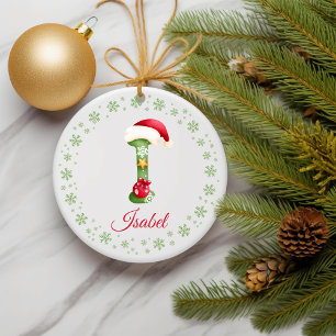 Christmas Custom Initial Monogram Family Keepsake Ceramic Tree Decoration