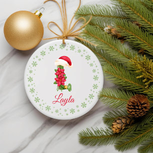 Christmas Custom Initial Monogram Family Keepsake Ceramic Tree Decoration