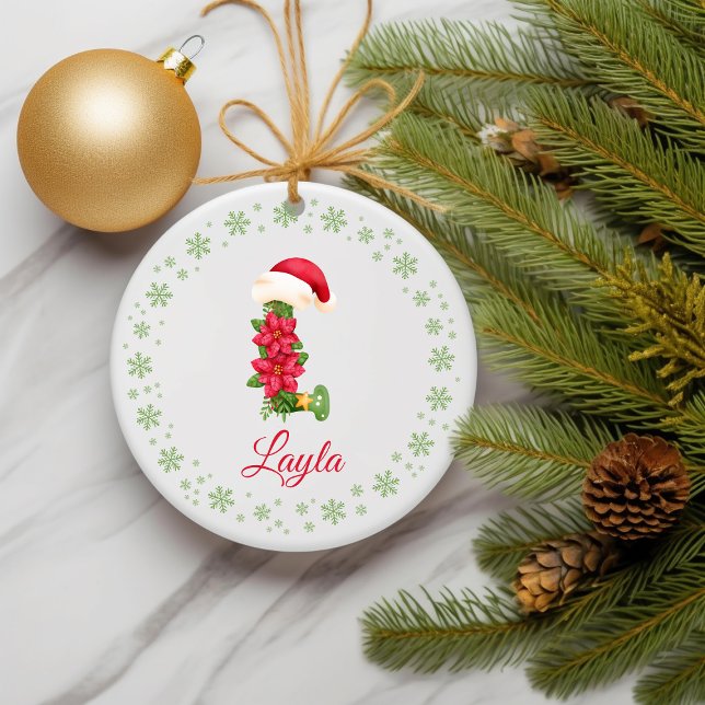 Christmas Custom Initial Monogram Family Keepsake  Ceramic Tree Decoration (Initial Christmas Ornament)