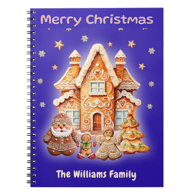 Christmas Custom Name Gingerbread Unique Fun Notebook (Front)