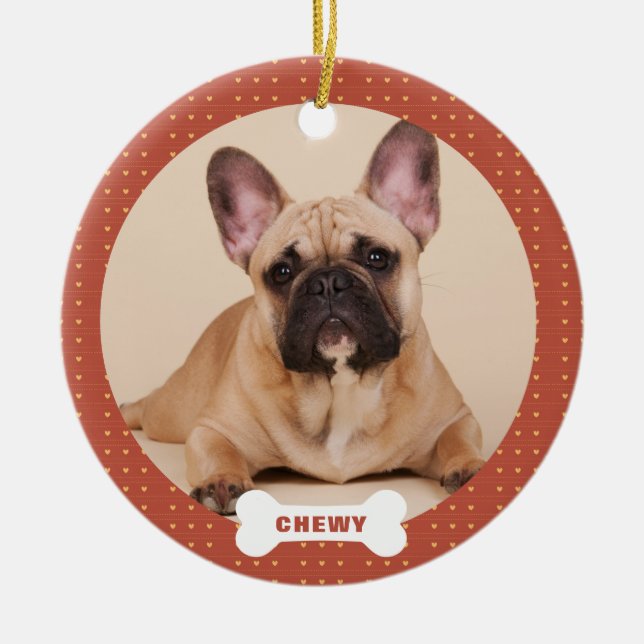   Christmas Custom Pet Photo Hearts Ceramic Tree Decoration (Front)