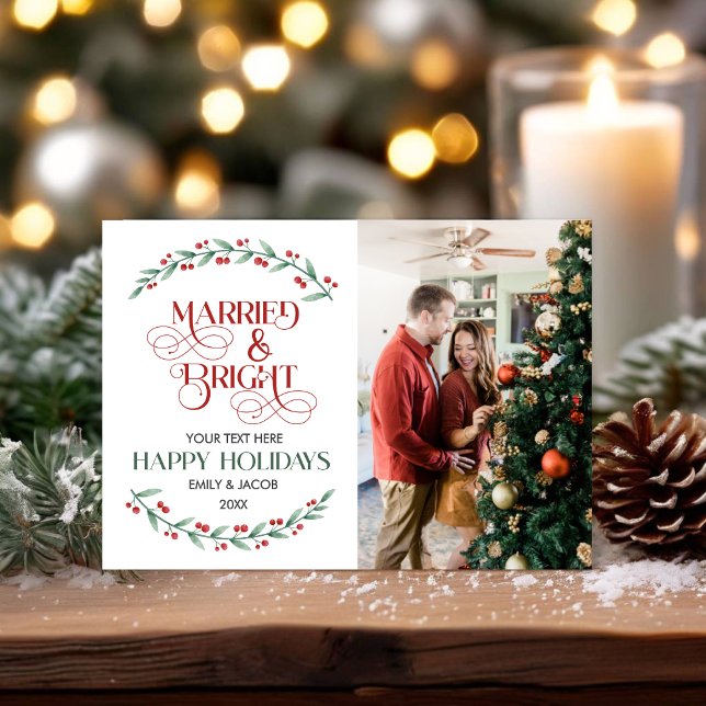 Christmas Custom Photo Collage Elegant Greenery Holiday Card (Creator Uploaded)