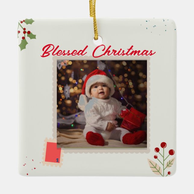 Christmas Custom Photo Ornament (Front)