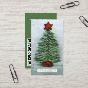 Christmas Custom QR Code Scannable Holiday  Business Card
