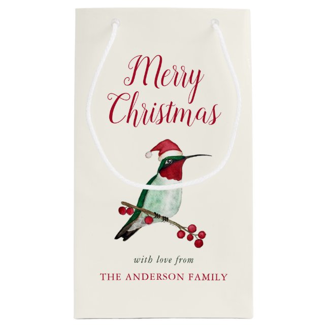 Christmas Custom Ruby-throated Hummingbird Small Gift Bag (Back)