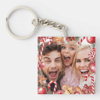 Christmas Custom Two Photo Double Sided Acrylic Key Ring