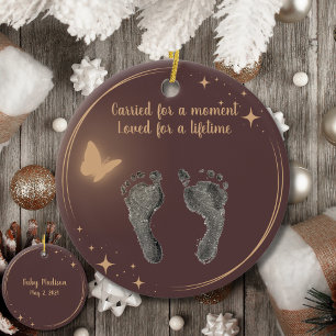 Christmas Custom Your Baby Foot Prints Butterfly Ceramic Tree Decoration