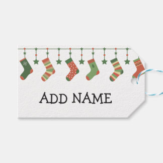 Christmas customisable name xmas socks gift tags