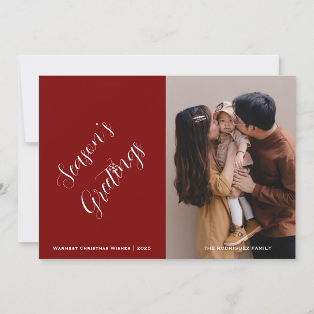 Christmas Customisable Photo and Text  Holiday Card (Front)