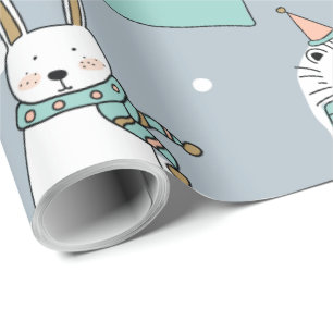 Christmas Cute Animals cartoon style Wrapping Paper