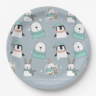 Christmas Cute Animals Personalised Paper Plate