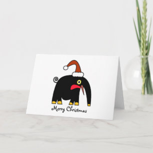 Christmas cute arts: black elephant holiday card