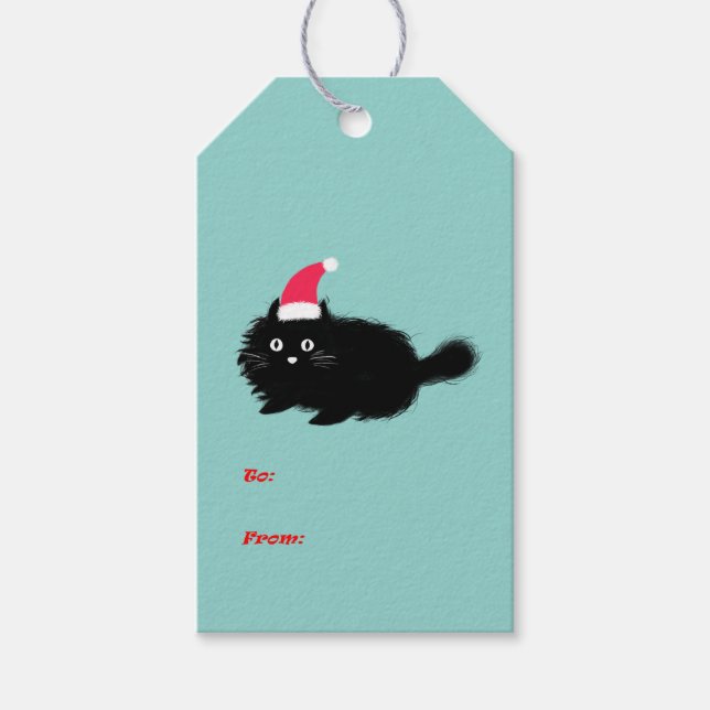 Christmas cute black cat gift tag (Front)