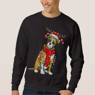 Christmas Cute Boxer Dog Holiday Lights With Antle Sweatshirt